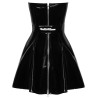 Trägerloses Lack Kleid mit Gürtel - Black Level