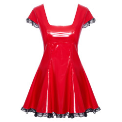 Lack Kleid mit Spitzenrüschen - Black Level