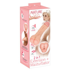 2in1 Extension + Masturbator - Nature Skin