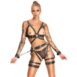 Mehrteiliges Bondage Harness-Set aus Leder
