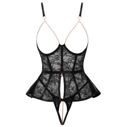 Ouvert-Set mit Top & String - Feine Spitze und edler Wetlook