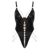 Eleganter Stringbody im Brillanten schwarzen Wetlook - Abierta Fina