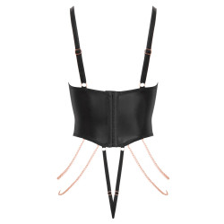 Eleganter Stringbody im Brillanten schwarzen Wetlook - Abierta Fina