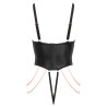 Eleganter Stringbody im Brillanten schwarzen Wetlook - Abierta Fina