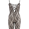Catsuit aus weicher Spitze mit Stretchband-Dekolleté in Schnüroptik