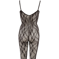 Catsuit aus weicher Spitze mit Stretchband-Dekolleté in Schnüroptik