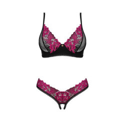 Obsessive - Ouvert BH-Set Rosenty - Schwarz/Lila