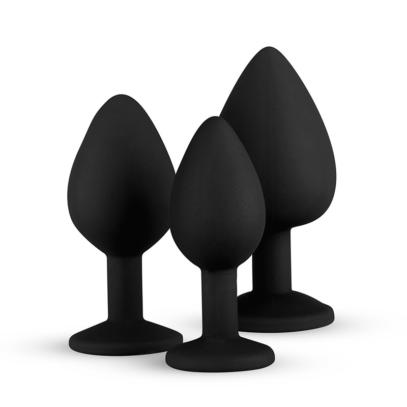 Analplugs aus Silikon mit Diamant - 3er Set | Online bestellen