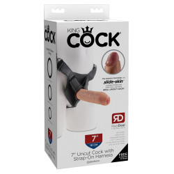 Harness mit 7“ Dildo mit realistischer Vorhaut - King Cock
