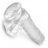 6" Transparenter Naturdildo mit Hoden - King Cock Clear
