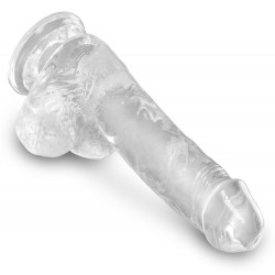6" Transparenter Naturdildo mit Hoden - King Cock Clear