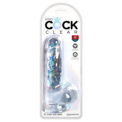 6" Transparenter Naturdildo mit Hoden - King Cock Clear