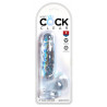 6" Transparenter Naturdildo mit Hoden - King Cock Clear