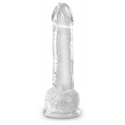 7“ Transparenter Naturdildo mit Hoden - King Cock Clear
