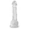7“ Transparenter Naturdildo mit Hoden - King Cock Clear