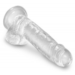 7“ Transparenter Naturdildo mit Hoden - King Cock Clear