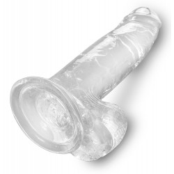 7“ Transparenter Naturdildo mit Hoden - King Cock Clear