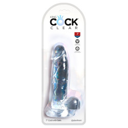 7“ Transparenter Naturdildo mit Hoden - King Cock Clear