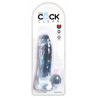 7“ Transparenter Naturdildo mit Hoden - King Cock Clear