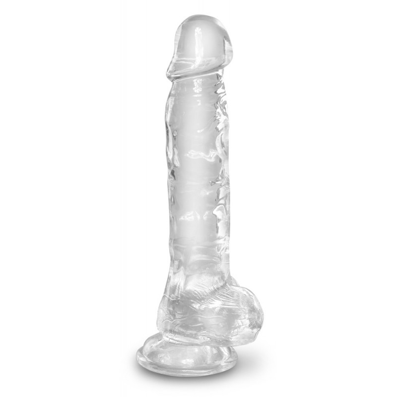 8“ Transparenter Naturdildo mit Hoden - King Cock Clear
