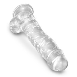 8“ Transparenter Naturdildo mit Hoden - King Cock Clear