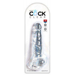 8“ Transparenter Naturdildo mit Hoden - King Cock Clear