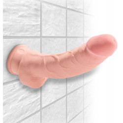 8“ Gefühlsechter Naturdildo mit Hoden - King Cock Plus