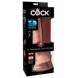 8“ Gefühlsechter Naturdildo mit Hoden - King Cock Plus
