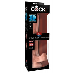 12“ Gefühlsechter Naturdildo mit Hoden - King Cock Plus