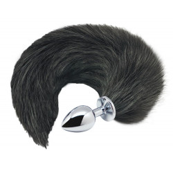 Black&White Fox Tail - Metall Analplug