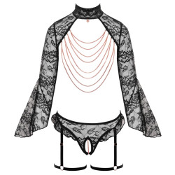 Ouvert-Set mit Bolero-Top & Straps-Slip