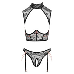 Ouvert-Set mit Top & Straps-Slip
